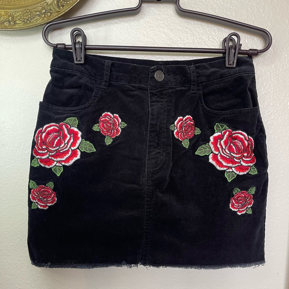 Floral Black Skirt